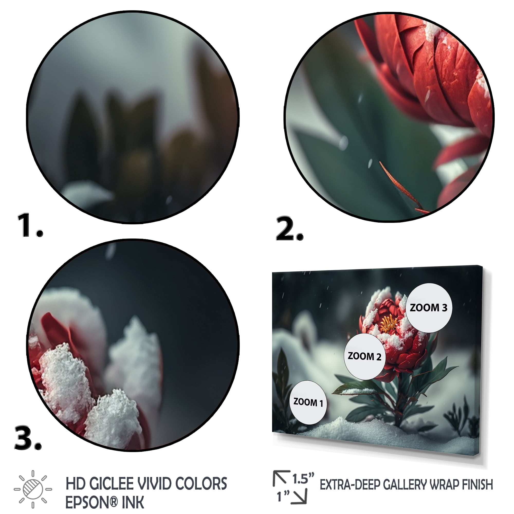 Designart A Blooming Red Peony Flower In Winter II Canvas Wall Art