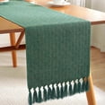 thumbnail image 5 of Nvzi Camino de mesa con borlas, verde oscuro, 33x122cm - Camino de mesa de poliéster, camino de mesa fino, camino de mesa rústico, camino de mesa decorativo para el hogar, 5 of 5