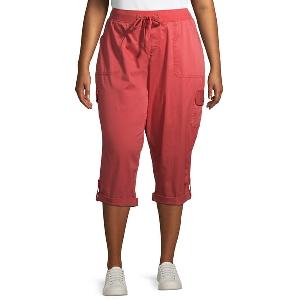 Terra Women's Plus Size Cargo Capri with Taping -