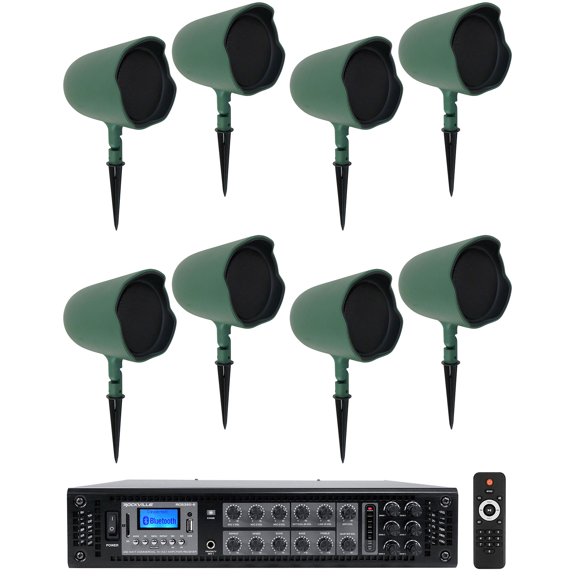 8 JBL GSF6-GN 6.5" Landscape Ground Stake/Wall Mount 70v Commercial Speakers Amp