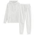 thumbnail image 1 of Sonducket El chándal con capucha de los deportes del poliéster para las mujeres cómodas y elegantes suda las sudaderas con capucha del conjuntos de ropa blanco+m, 1 of 6