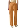 thumbnail image 4 of Lumtrix Linen Pants Women 2026 Spring Summer Fashion Straight Leg Pant Dressy Casual High Waisted Loose Boho Trousers With Pockets Orange M, 4 of 6