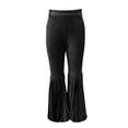 thumbnail image 4 of Karymi Sweatpants Women Western Style Fringe Bell Bottom Trousers, Solid High Waist Flare Long Pants, Slim Fit Stretch Retro Cowboy Pants , Belt Not Included Women's Clothing, 4 of 6