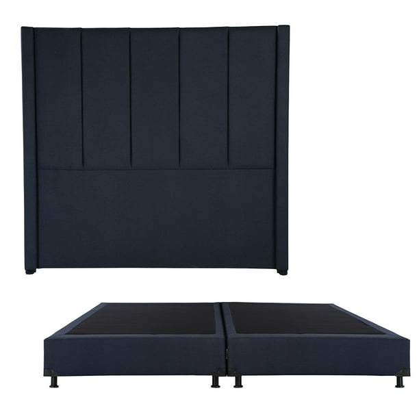Box Base Cama King Size + Cabecera Nizza Azul