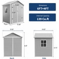 thumbnail image 2 of 6x4 ft Outdoor Resin Storage Shed with Floor, Lockable Door & Window, Sloping Roof, Plastic Outdoor Sheds with Floor Garden Shed for Backyard Patio Lawn Mower Bike Tool Storage, 2 of 7