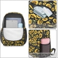thumbnail image 4 of Sunflower and Leaf Black Pattern 17" Waterproof Oxford School Backpacks for Teens, S-Shape Padded Straps, for School, Travel, Hiking, Camping, 4 of 5