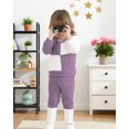 thumbnail image 5 of Kimi bear 2T Toddler Girl Outfit Set 3T Child Girls Long Sleeves Color Block Top Jegging Pants 2pcs Clothing Purple, 5 of 7