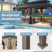 Hommow 12 x 20 Hardtop Gazebo Galvanized Steel, Outdoor Canopy Double Roof Patio Gazebo with Aluminum Frame