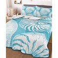 thumbnail image 3 of Quilts Twin Size, Coastal Shell Teal Blue Soft Comforter Bedding Set for Bed, Summer Ocean Shell Beach Lightweight Quilted Bedspread with Pillow Cover(2 Pieces) for All Season, 68x86 Inch, 3 of 9