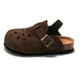 thumbnail image 4 of IUJSOY Toddler Clogs Kids Suede Cork Footbed Mules Elastic Strap Boys Girls Sandals Slip on Slippers, 4 of 9