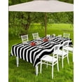 thumbnail image 4 of Outdoor Tablecloth with Umbrella Hole and Zipper 60 x 84 Inch Black and White Water Ripple Striped Table Cover for Rectangular Tables Waterproof Tabletop Collection for Patio Garden Picnic Camping, 4 of 6