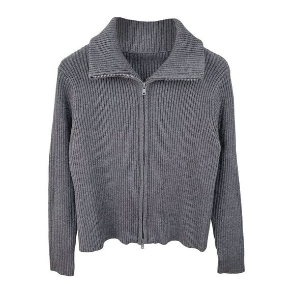 MEZZALL Girls High Neck Zip Cardigan Knit Sweater Long Sleeve Jacket Long Sleeve Autumn Winter Versatile Comfortable Warm Cover Up Kids Solid Color Stylish Child Clothes