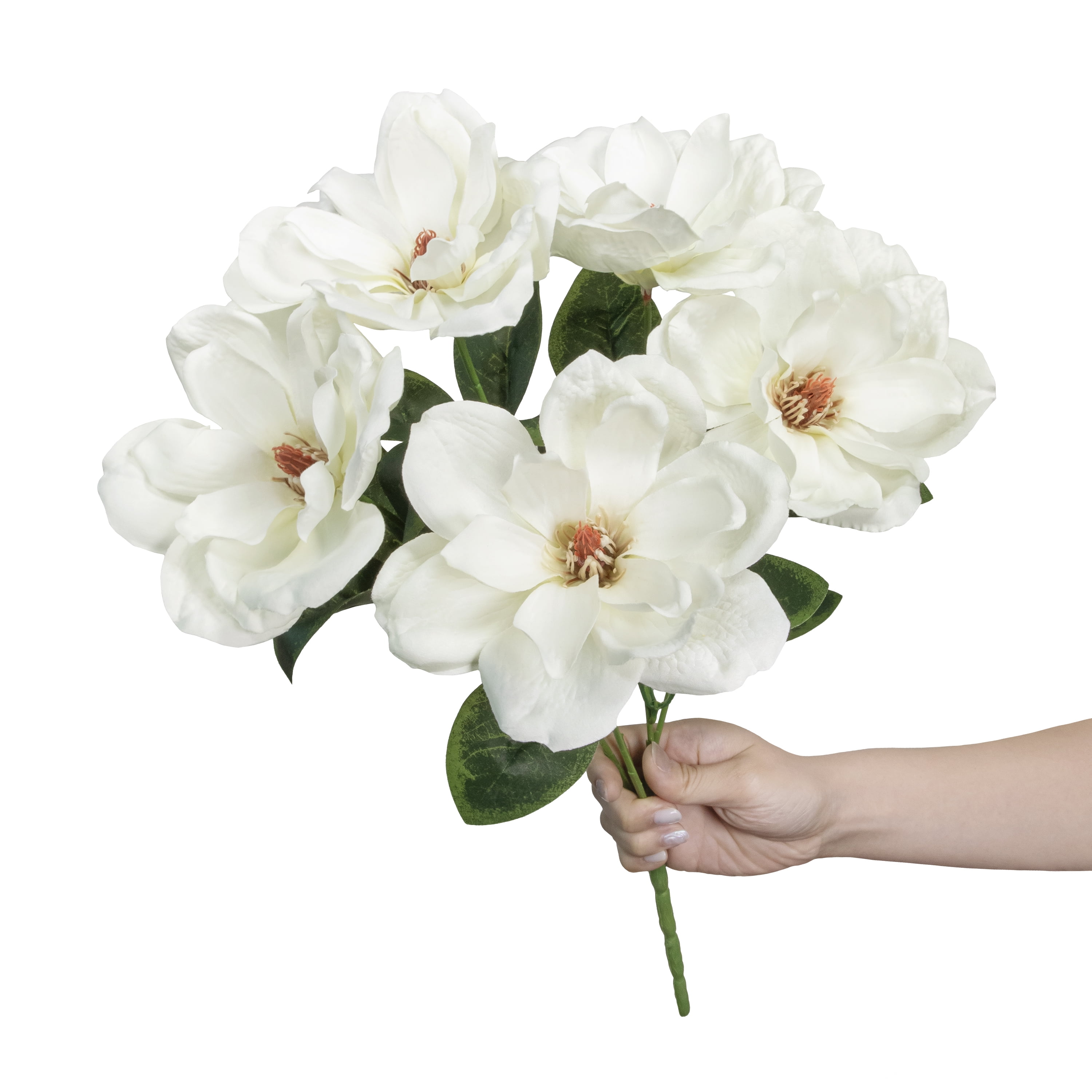 (2 pack) 19-inch Artificial Silk White Magnolia Bush, for Indoor Use, by Mainstays