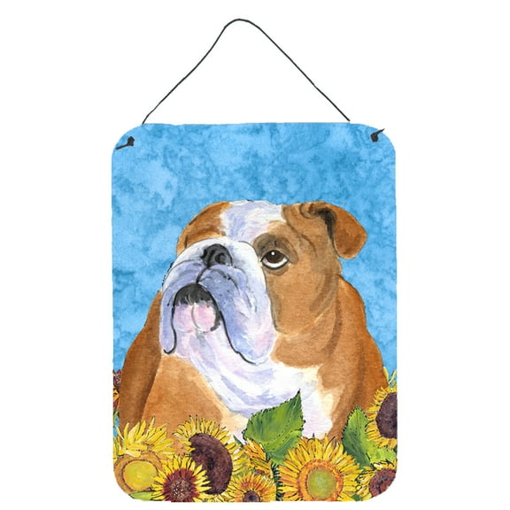 Bulldog English in Summer Flowers Wall or Door Hanging Prints