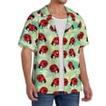 thumbnail image 2 of Naloa Red Ladybugs And Leaf Men's Loose Fit Cuban Collar Short-Sleeve Shirt, Hawaiian Shirts, Mens Shirts Casual for Everyday Wear Outings-Small, 2 of 5