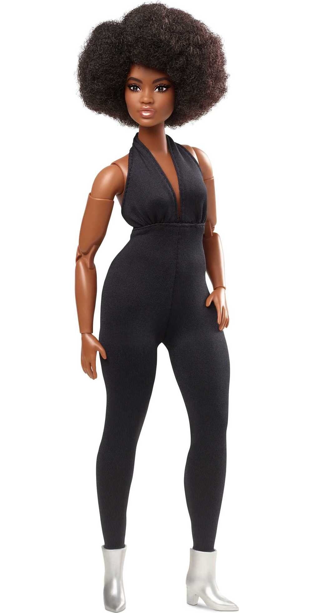Barbie Looks Fashion Doll, with Natural Hair Black Jumpsuit -