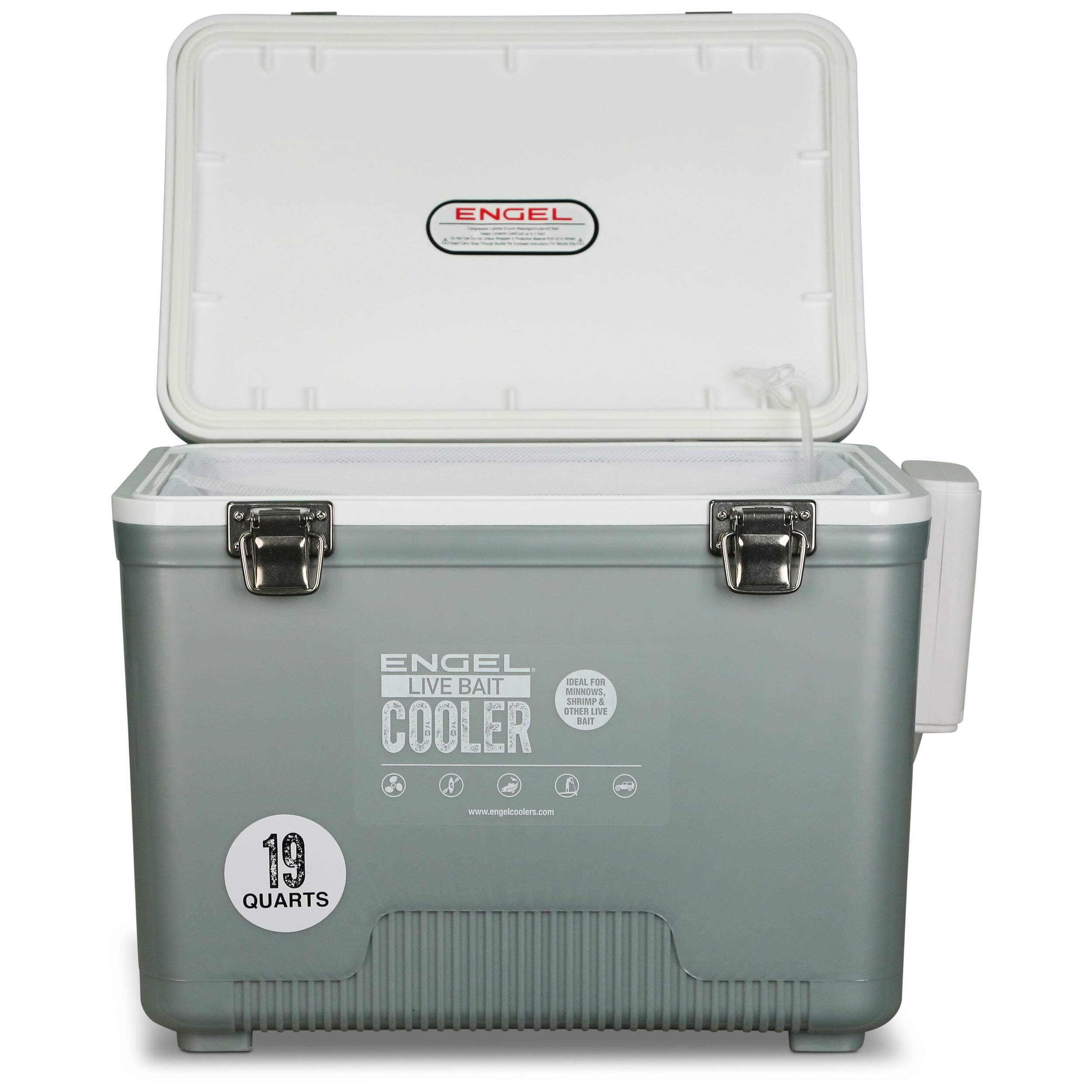ENGEL 19 Qt Live Bait Pro Cooler with Rechargeable Aerator - Silver 19 Qt