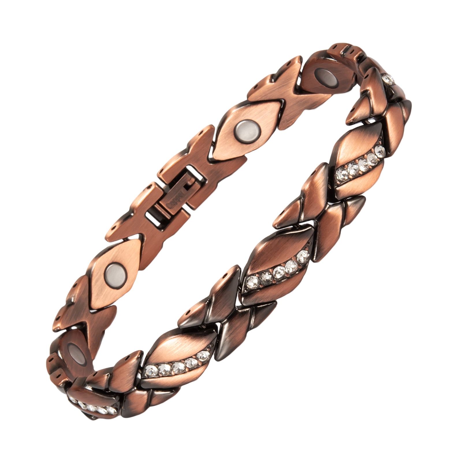 Wollet Jewelry Copper Bracelet for Women, Arthritis and Joint Pain Therapy Carpal Tunnel Zircon