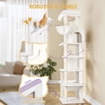 thumbnail image 2 of Hzuaneri Cat Tree, 82.6" Tall Large Multi‑Level Indoor Cat Tower with Scratching Posts, Hammock & Pom Poms, White, 2 of 8