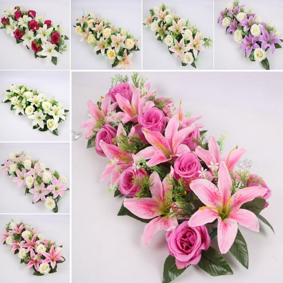 SPRING PARK 18Pcs Artificial Flowers Artificial Rose Lily Bouquet Wedding Home Decor DIY European Style