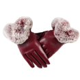 thumbnail image 3 of tredstone 1 pair Womens Faux Leather Gloves Autumn Winter Warm Rabbit Fur Mittens, 3 of 8