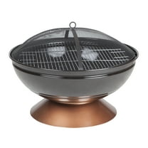 Fire Sense Degano Outdoor Firepit Backyard Fireplace included Wood & Cooking Grate Black Copper 26"