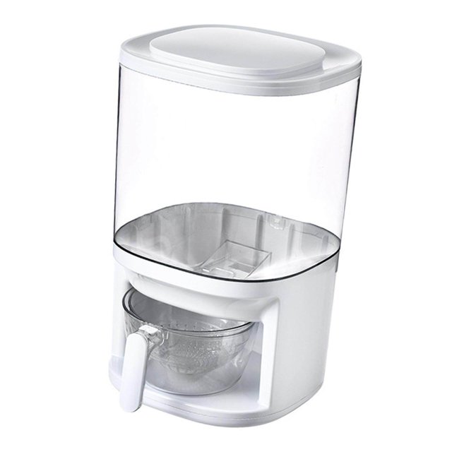 Xingzhi 10kg Rice Dispenser Household Kitchen W/ Measuring Cup Airtight Bucket