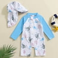 thumbnail image 2 of Kogui Baby Swimsuit Baby Boy Rash Guard Swimsuit Toddler Long Sleeve One Piece Zipper Bathing Suit Infant Swimming Suit 12 18 Months (Sky Blue,12-18 Months), 2 of 8