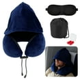 thumbnail image 1 of Almohada de Cuello de Viaje con Capucha Grande para Avión, Almohada de Espuma Viscoelástica Lavable, Azul Marino, 1 of 7