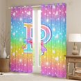 thumbnail image 2 of Homewish Initial P Letter Curtains Pack of 2 (42x84 Each) for Kids, Kawaii Stars Love Heart Curtains Blackout, Dreamy Rainbow Bedroom Curtains, Black Out Curtains Room Decor, 2 of 5