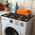 thumbnail image 3 of ZIATUBLES Rooster Chicken Floral Dust Cover for Washer Dryer Top Soft Washing Machine Top Prtotector Mat for Laundry Room Heat-Resistant Kitchen Pad, 24" x 19.7", 3 of 7