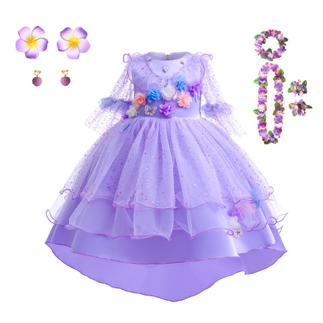 Disney Encanto Isabella niñas disfraz princesa vestido conjunto encanto niña Cosplay Mirabel carnaval cumpleaños fiesta Halloween ropa 4T 110CM Gao Jinjia LED