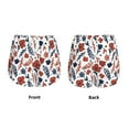 thumbnail image 5 of Vsdgher Red Blue Leaves Print Women's Running Double Layer Shorts High Waisted with Pockets Elastic Yoga Workout Athletic Gym Sports, 5 of 8