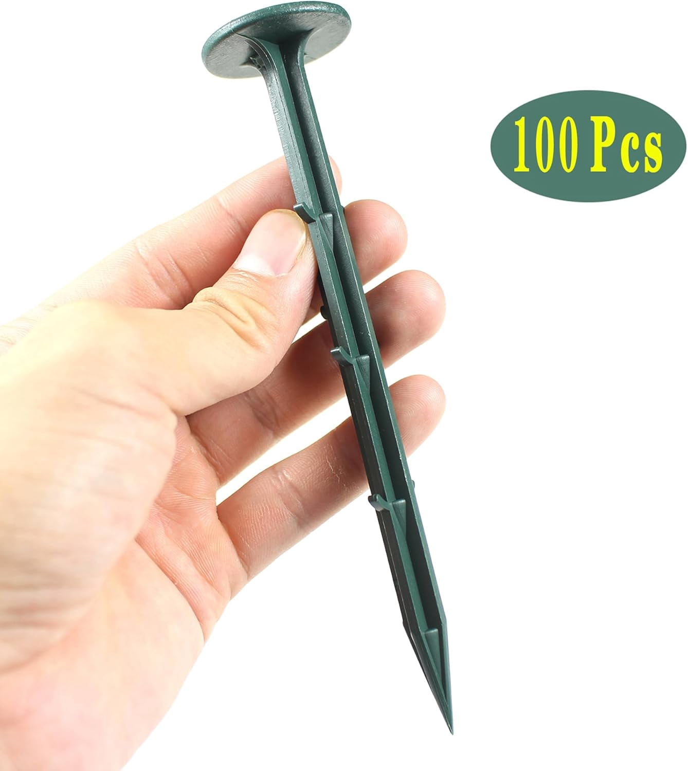 ABPETE plastic stakes,6 Inch Plastic Garden Lawn Stakes, Landscape Anchors Rustproof Spikes for Ground Lawn Edging, Weed Fabric, Tarp, Christmas Yard Decor, Camping Tent (100 pack)