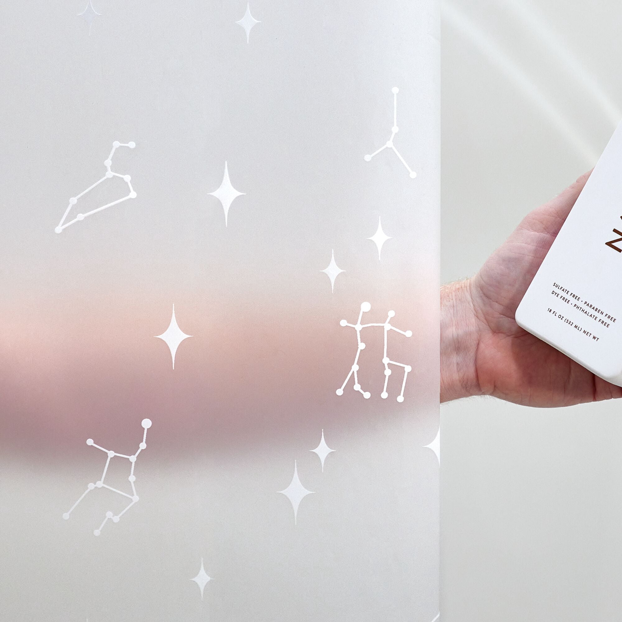 iDesign Waterproof PEVA Shower Curtain, Constellation, White/Frost