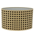 thumbnail image 1 of Pantalla de lámpara de forma ovalada de metal hueco tallado compatible con portalámparas calibre E27 E14, cubierta de lámpara para oficina, dormitorio, sala de estar, forro amarillo y negro, 1 of 10