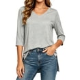 thumbnail image 3 of ZORYEVY Womens Shirts Three Quarters Winter Solid Color V-neck Casual Sports Tops, 3 of 7