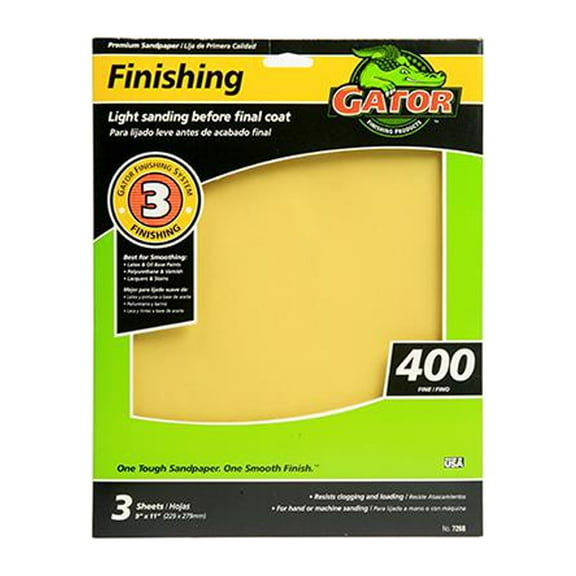 Gator 7268 Sandpaper, 400-Grit, 9 x 11-In., 3-Pk. - Quantity 10