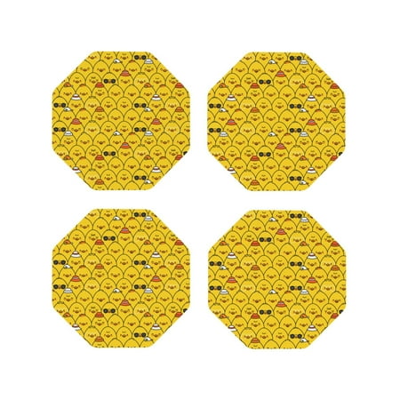 

Tideii Funny Ducks for Leather Coasters 4 Pieces Anti-fouling and Anti-scalding Decorative Coasters Suitable for Restaurants Kitchens Coffee Shops-Octagon