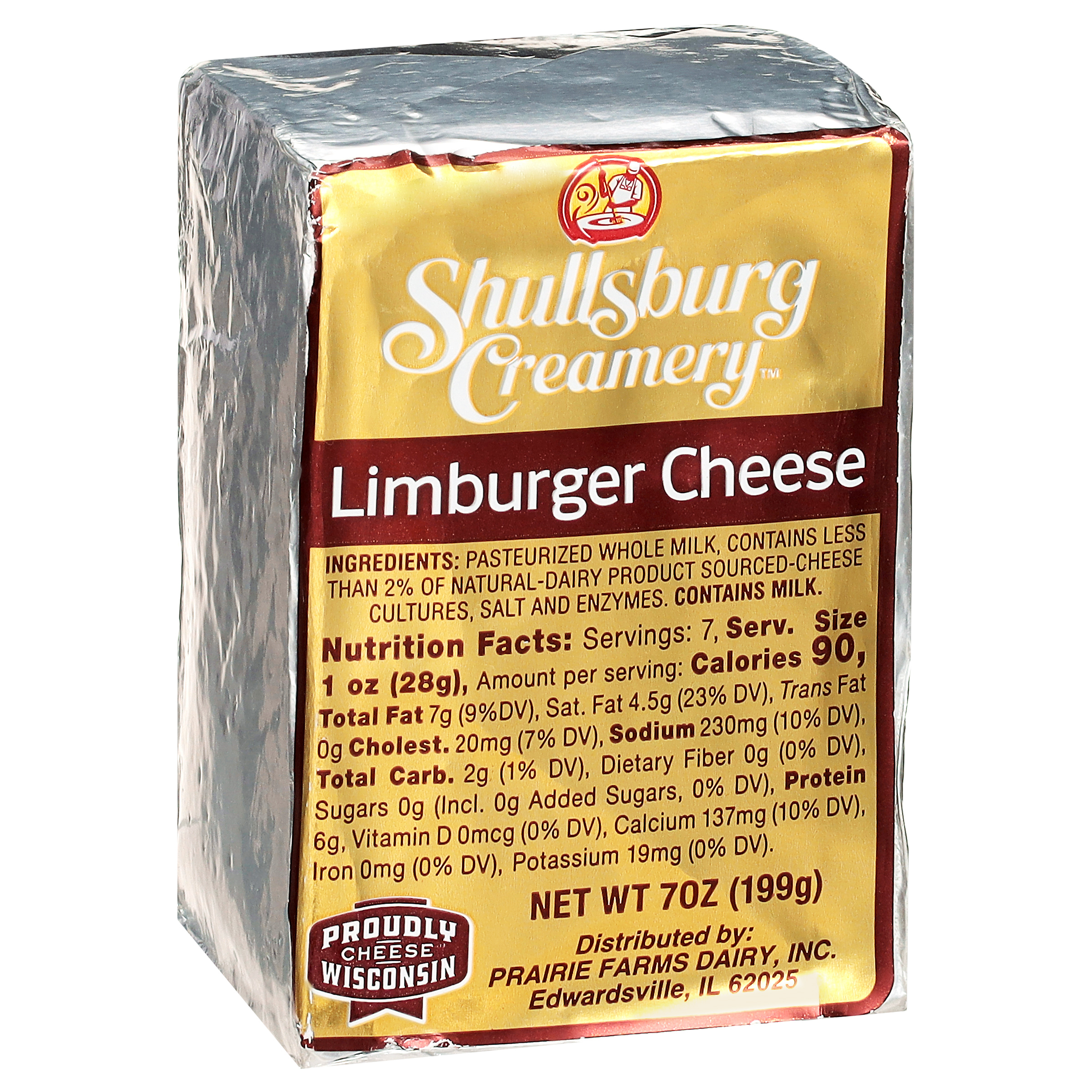 Shullsburg Creamery Limburger Cheese, 7 oz Block.