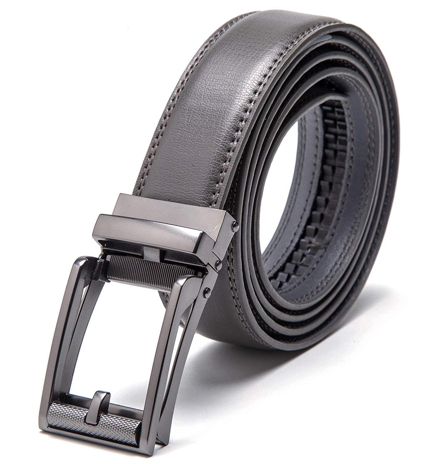 Men's Leather Automatic Buckle Ratchet Dress Belt for Men Perfect Fit ...