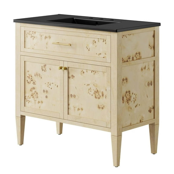 Sink Vanity Cabinet, Black Burl, Wood, Hotel Bedroom Bathroom, Modern Contemporary HB36013