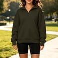 thumbnail image 3 of Rrxhxhs Sweatshirt for Women Solid Color Quarter Zip Mock Neck Long Sleeve Loose Casual Pullover Top, 3 of 6