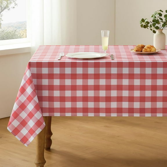 Checkered Tablecloth Rectangle Waterproof Gingham Table Cloth Washable Buffalo Plaid Table Cover Wrinkle Free for Kitchen, Dining and Outdoor Picnic, 52 x 70 Inch, Light Blue and White