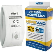 Veva Type Q/C HEPAVAC Filter Cloth Canister Vacuum Bag Replacement, 30 Pack