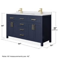 thumbnail image 5 of Wyndham Collection Beckett 60" Wood Double Bathroom Vanity in Blue/Gold, 5 of 6