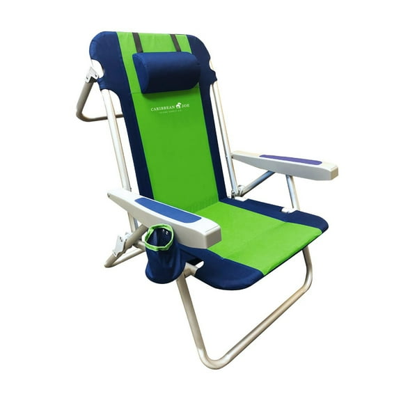 Caribbean Joe 5-Position Recline Beach Chair with Cupholder, Steel/Aluminum