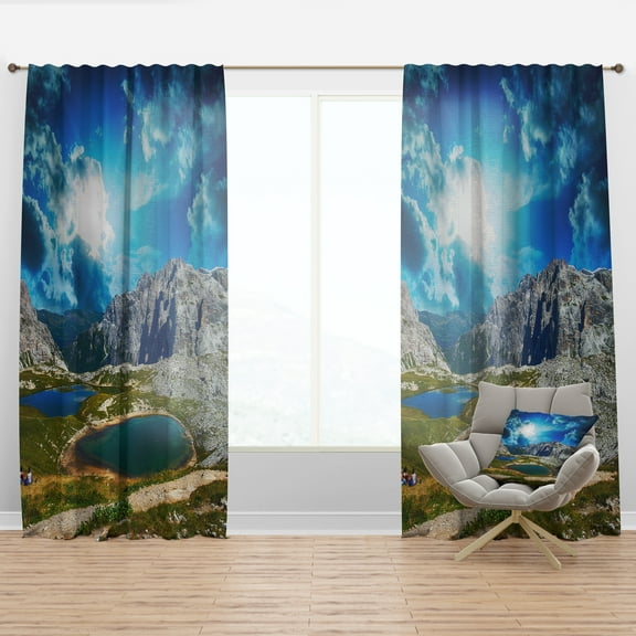 Designart 'Sunset over Alpine Lakes' Landscape Curtain Panel
