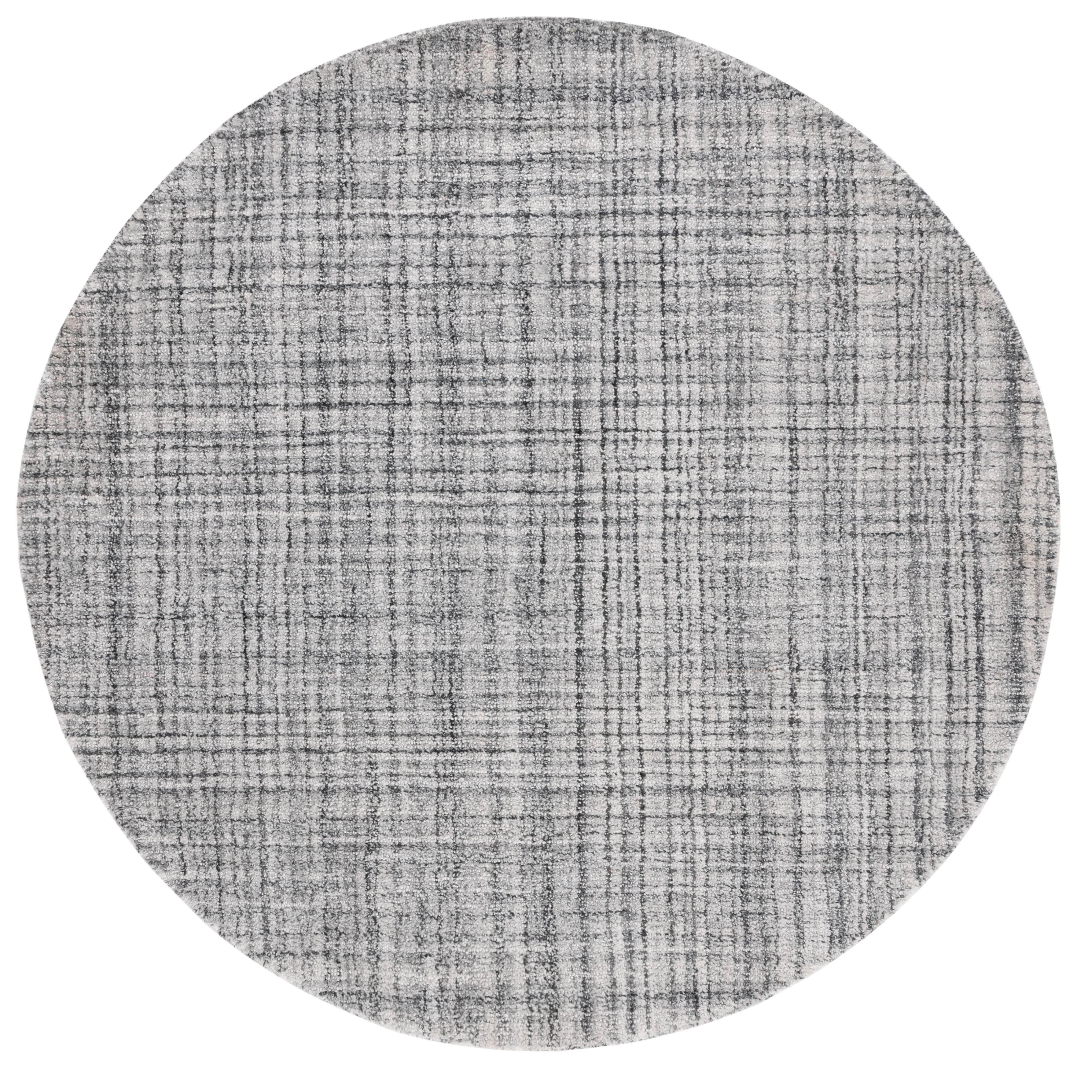 SAFAVIEH Abstract Charlie Striped Polyester Area Rug, Grey/Ivory, 6' x 6' Round
