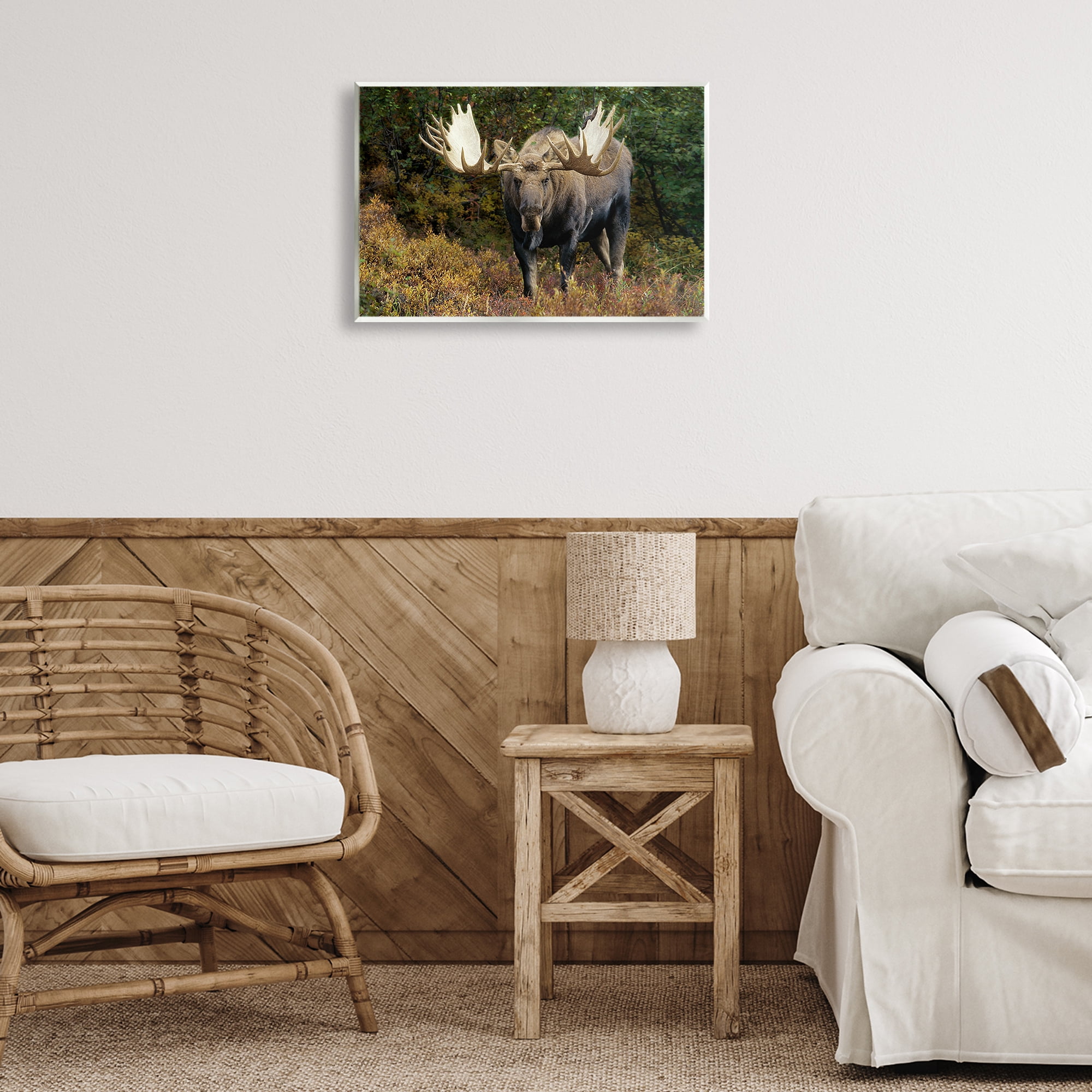 Stupell Industries Bull Moose Face Off Animals Photography Unframed Art Print Wall Art, 19 x 13